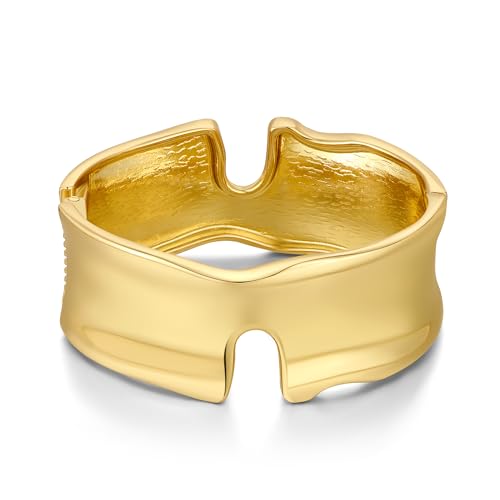 WOWORAMA Goldfarbene klobige Armreifen für Damen breite aussagekräftige Armreifen offene Manschettenarmreifen trendiger klobiger Schmuck von WOWORAMA