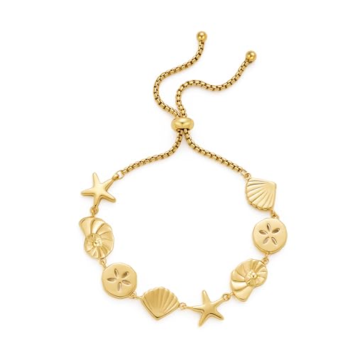 WOWORAMA Goldfarbenes Muschel Seestern Armband für Damen Sommer Ozean Strand Seestern Schiebearmbänder Verstellbar Gold Muschel Charm Armband Hawaii Meerjungfrau Schmuck WOWORAMA Goldfarbenes Muschel Seestern Armband für Damen Sommer Ozean Strand Seestern Schiebearmbänder Verstellbar Gold Muschel Charm Armband Hawaii Meerjungfrau Schmuck von WOWORAMA