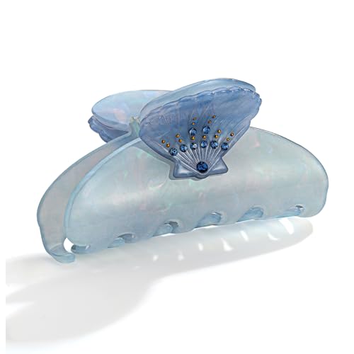 WOWORAMA Haarklammern mit Muscheln für Damen mit blauen Ozeanmuscheln trendige Meerjungfrauen Motiv mittelgroße rutschfeste Haarklammern für dickes feines Haar von WOWORAMA