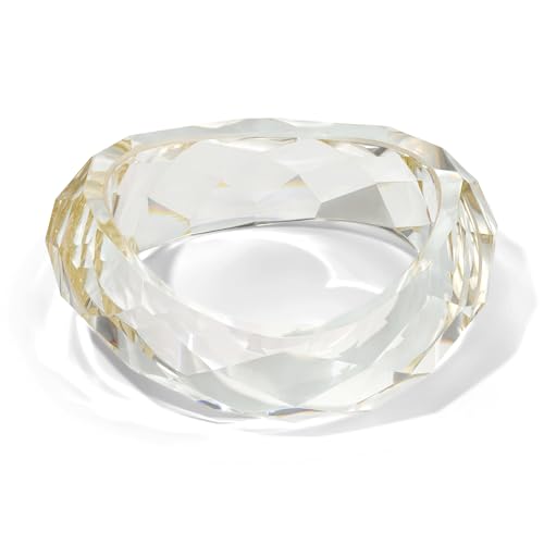 WOWORAMA Klarem Acrylharz Armreife für Damen Großes Transparentes Harzarmband Acetat Auffällige Klobige Acrylarmreifen Breites Unregelmäßiges Kunststoffarmband von WOWORAMA