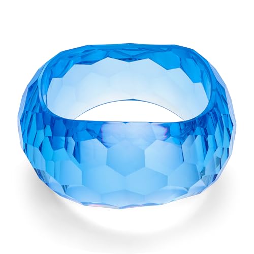 WOWORAMA Klobige Acryl Armreifen für Damen Große Blaue transparentem Kunstharz Armreifen Auffällige Klobige Acrylarmbänder Dickes Unregelmäßiges Acetat Kunststoff Armband von WOWORAMA