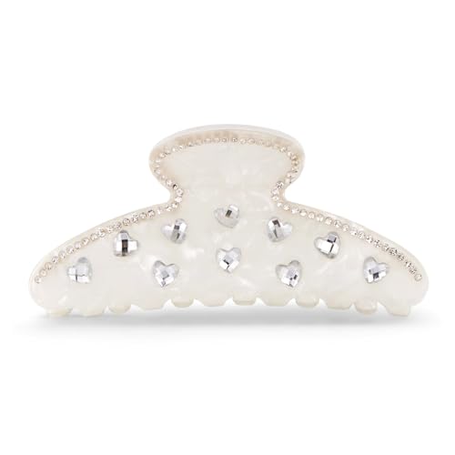 WOWORAMA Niedliche Haarklammern für Damen weiße Acryl mit Strasssteinen Krallenklammer mit starkem Halt rutschfeste Haarklammern für dickes feines Haar Zubehör von WOWORAMA