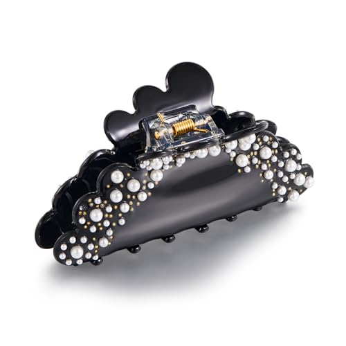 WOWORAMA Schwarze Haarklammern für Damen schwarze Schmetterlings mit Strasssteinen mittelgroße rutschfeste Haarklammern für feines dickes Haar Styling Zubehör von WOWORAMA