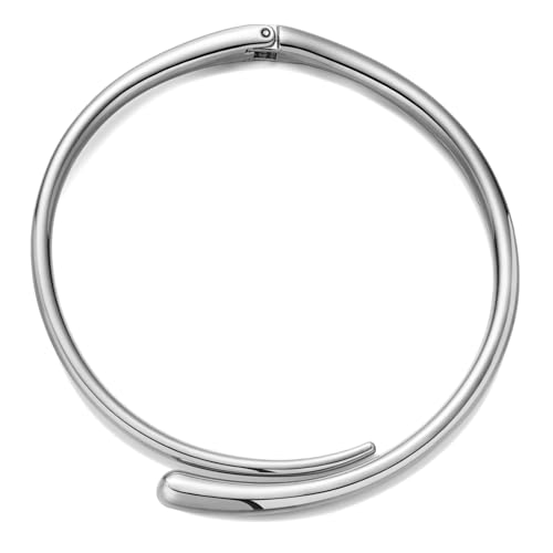 WOWORAMA Silber Chunky Cuff Choker Halskette für Frauen Tropfen Kragen Halsketten Frühling Metall Offene Cuff Halskette Silber Statement Choker Halskette von WOWORAMA