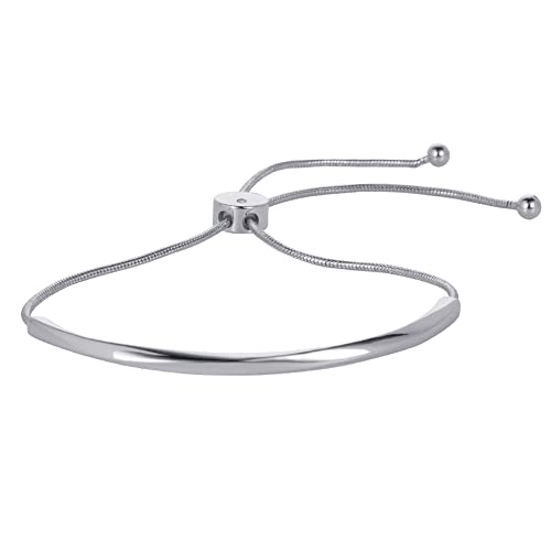 WOWORAMA Silberne verstellbare Schiebearmbänder für Frauen zierlicher Freundschaftsarmreif mit Stange schlichter Modeschmuck Weißgold von WOWORAMA