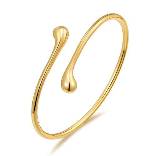 WOWORAMA Zierliche dünne Armreife für Damen verstellbare Tropfen Armreife zarte schlichte goldene Handgelenk mit Bypass Armband Schmuckgeschenke von WOWORAMA