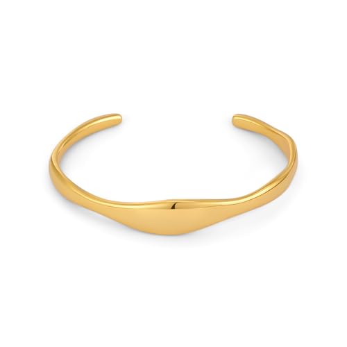 WOWORAMA Zierliche goldene Armreifen für Damen minimalistische schmale offene Armreifen unregelmäßige Wellen einfache Armmanschetten verstellbare goldene Armbänder von WOWORAMA