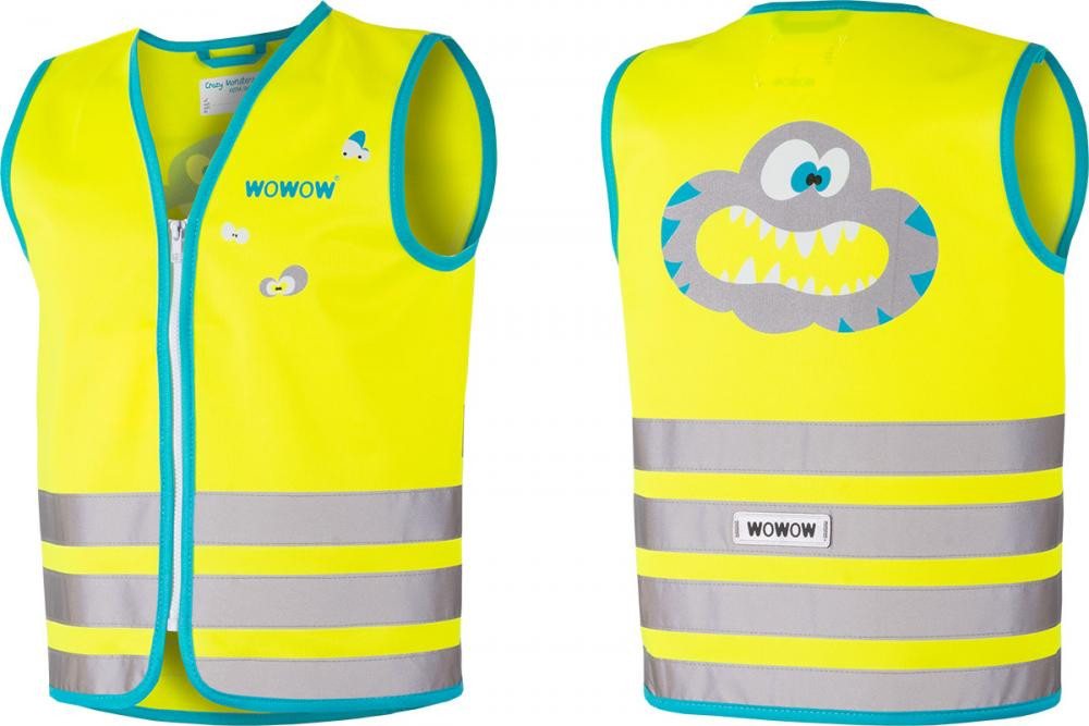 WOWOW Warnweste Wowow Sicherheitsweste Crazy Monster Jacket für Kinder Größe L gelb von WOWOW