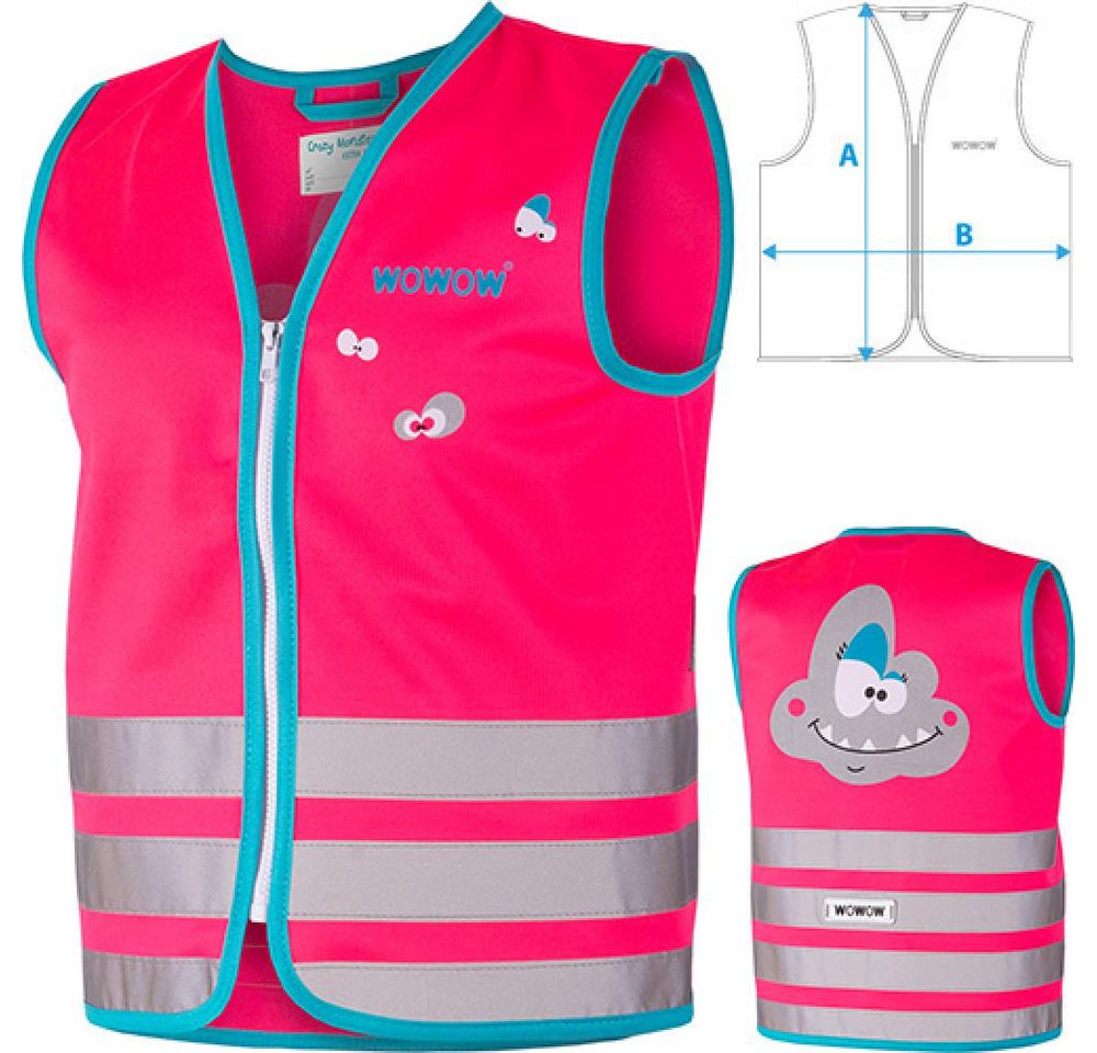 WOWOW Warnweste Wowow Sicherheitsweste Crazy Monster Jacket für Kinder Größe M pink von WOWOW