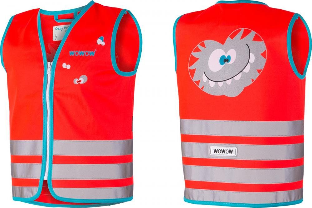 WOWOW Warnweste Wowow Sicherheitsweste Crazy Monster Jacket für Kinder Größe XS rot von WOWOW