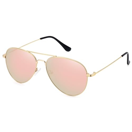 WOWSUN Classic Polarized Sonnenbrille für Damen Herren mit Etui (Rosa) von WOWSUN