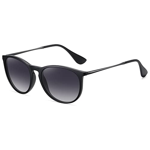 WOWSUN Polarisierte Sonnenbrille für Frauen Vintage Retro Runde verspiegelte Gläser (Grau) von WOWSUN