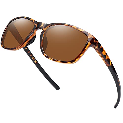 WOWSUN Polarisierte Sport-Sonnenbrille für Herren Fahren Laufen Angeln Radfahren Leopard Rahmen Braun Linse WOWSUN Polarisierte Sport-Sonnenbrille für Herren Fahren Laufen Angeln Radfahren Leopard Rahmen Braun Linse von WOWSUN