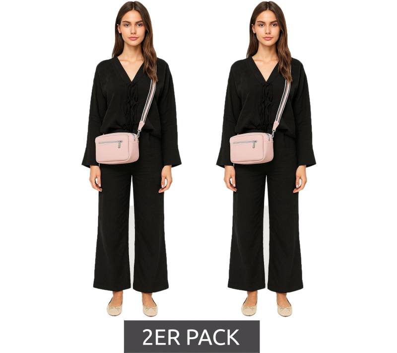 2er Sparpack WOWZILLA Damen Handtasche mit praktischen Fächern Umhängetasche modische Ausgeh-Tasche Rosa 2er Sparpack WOWZILLA Damen Handtasche mit praktischen Fächern Umhängetasche modische Ausgeh-Tasche Rosa von WOWZILLA