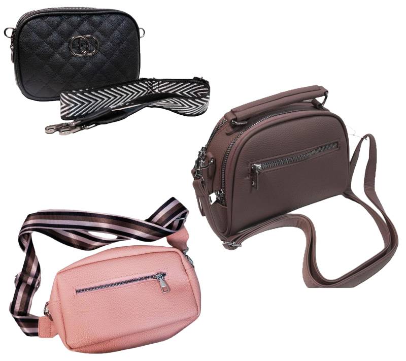 WOWZILLA Damen Handtasche mit praktischen Fächern Umhängetasche modische Ausgeh-Tasche Hellrosa, Schwarz oder Altrosa von WOWZILLA
