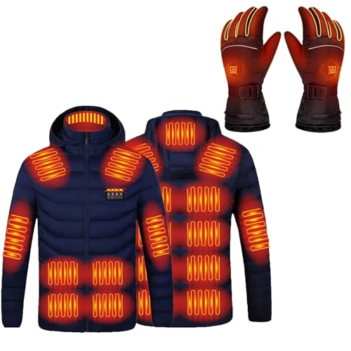 2025 Beheizbare Jacke Herren Damen mit Beheizbare Handschuhe 2-teilig, Wasserdicht Winddicht Beheizte Jacke und Beheizte Handschuhe mit 3 Stufen Temperatur Wärmende Winterjacke für Outdoor Skifahren von WOXIHUAN