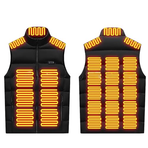 2025 Neu Beheizbare Weste für Herren Damen mit 26 Heizzonen USB Elektrische Heizweste ärmellos Beheizbare Jacke mit Heizung Aktualisierte Version 3 Einstellbare Wärmestufe für Outdoor Skifahren von WOXIHUAN