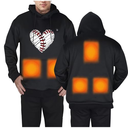 2025 Sale Beheizbare Hoodie Damen, Beheizbare Pullover für Herren Damen USB Elektrisch Beheizbarer Hoodie mit 5 Heizzonen Beheizbare Sweatshirt mit Kapuze Winter Warme Hoody Oberteile Kordelzug Tasche von WOXIHUAN