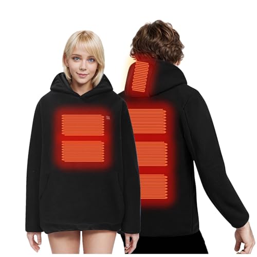 2025 Neu Beheizbarer Hoodie Herren Damen, Teddy-Fleece Beheizbare Pullover mit 6 Heizzonen Beheizbare Sweatshirt Plüsch Beheizte Kapuzenpullover Schnelles Aufheizen USB Elektrische Beheizbare Jacke von WOXIHUAN