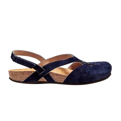 2025 Sandalen Damen Sale, Clogs Wildleder Sandaletten mit Geschlossene Pantoletten Damen Slingback Pantoffeln mit Verstellbare Klettverschluss Sommerschuhe Sommer Pumps Frauen Rutschfeste Schuhe von WOXIHUAN