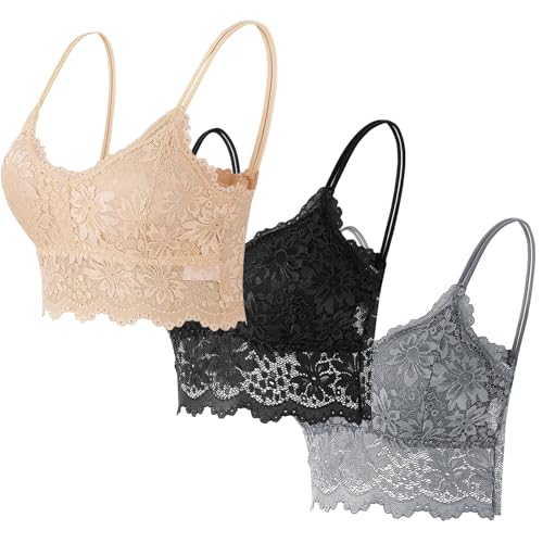 3er Pack BH Damen ohne Bügel, 2025 Neu Spitzen-Bralette für Damen Push up Nahtloser Bralette Bustier Blumen Spitze BHS Abnehmbar Brustpolster Unterwäsche Tshirt BH Crop Top Sport Bra für Alltag 3er Pack BH Damen ohne Bügel, 2025 Neu Spitzen-Bralette für Damen Push up Nahtloser Bralette Bustier Blumen Spitze BHS Abnehmbar Brustpolster Unterwäsche Tshirt BH Crop Top Sport Bra für Alltag von WOXIHUAN