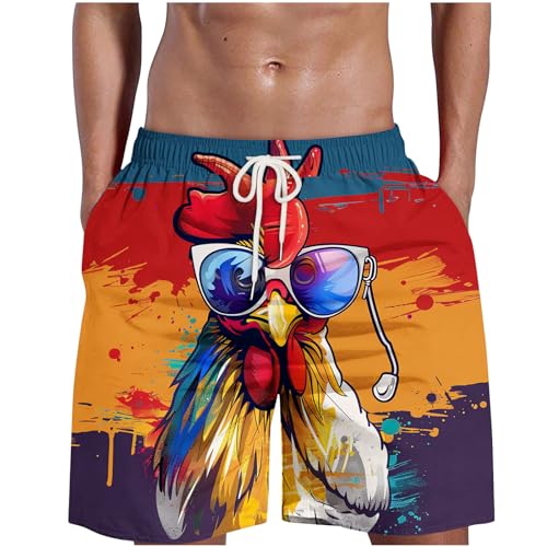 Badehose Herren Lustig Truthähne Badeshorts 3D Druck Kurze Hose Board Shorts Männer Jungen Schnell Trocknend Strandshorts Hawaii Surf Schwimmhose Elastische Taille mit Kordelzug Sporthose Sommerhose von WOXIHUAN