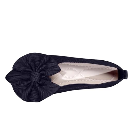 Ballerinas Schuhe Damen, Elegant Flache Bowknot Schuhe Komfort Mesh Niedriger Keil Slip On Ballerina Walking Flats Sandalen Damen Bequem Barfußschuhe Atmungsaktive Walking Slipper Loafer Stoffschuhe von WOXIHUAN