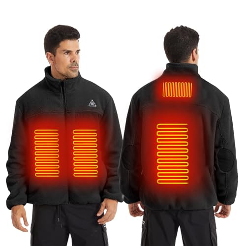 Beheizbare Jacke Herren Damen, Teddy-Fleece Beheizte Jacke USB Elektrische Heizjacke mit 4 Heizzonen Heizmantel Weiche und Warme Jacke mit Heizung Waschbarer Winterjacke für Outdoor Reiten Skifahren von WOXIHUAN