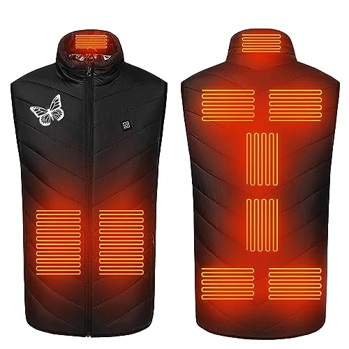 Beheizbare Weste Herren Sale, Elektrische Heizweste für Herren Damen mit 3 Einstellbare Temperatur, 9 Heizzone Beheizbare Jacke USB Elektrisch Heated Vest Waschbar Winter Wärmende Gilet für Outdoor von WOXIHUAN