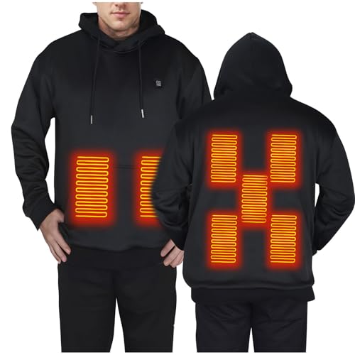 Beheizbarer Hoodie für Herren Damen Beheizte Jacken mit 5 Heizzonen Elektrische Beheizte Heizweste Kapuzenpullover Aktualisierte Version USB Beheizte Beheizbarer Pullover Pullover Hoody mit Kapuze von WOXIHUAN