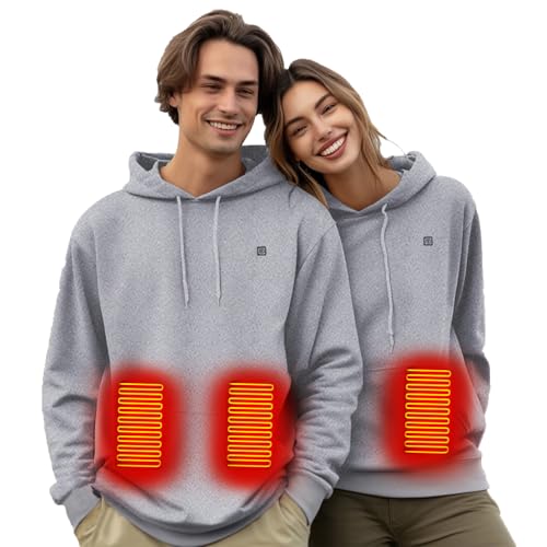 Beheizbarer Hoodie für Herren Damen Beheizte Jacken mit 5 Heizzonen Elektrische Beheizte Heizweste Kapuzenpullover Aktualisierte Version USB Beheizte Beheizbarer Pullover Pullover Hoody mit Kapuze von WOXIHUAN