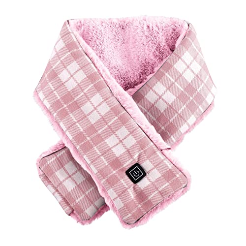 Beheizbarer Schal Damen Sale Beheizter Schal Halswärmer mit 3 Heizstufen Unisex Soft Fleece und Baumwolle Elektrischer Warmer Winddichter Heizschal Modischer Kariertes Halsschal Ideal zum Wandern von WOXIHUAN