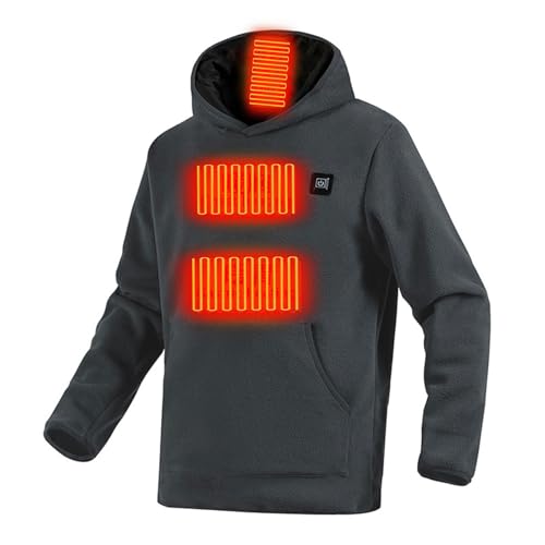 Beheizte Pullover Herren Damen Sale, USB Beheizbarer Hoodie Unisex Beheizbare Sweatshirt Fleecepullover Pulli mit 7 Heizzonen 3 Stufen Einstellbare Temperatur Beheizbarer Pullover Mantel mit Heizung von WOXIHUAN