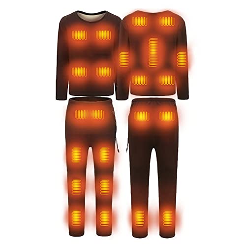 Beheizte Thermounterwäsche Set für Herren Damen Warme Dicke, USB Elektrische Beheizbare Unterwäsche Funktionswäsche Set 22 Heizzonen Thermowäsche Winter Innenfleece Lange Warm ​Heizung Unterwäsche von WOXIHUAN