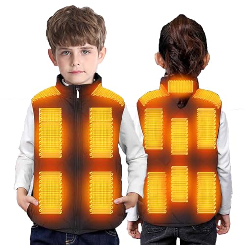 Beheizte Weste Kinder , Beheizbare Weste Kinder mit 5 Einstellbare Temperatur, USB Lade Heizweste für Jungen Mädchen mit 13 Heizzonen Winter Wärmeweste Mantel Waschbar Beheizbare Jacke für Outdoor von WOXIHUAN