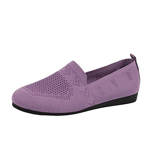 Damen Ballerinas Schuhe Slip On Knit Kleid Schuhe Pumps Sandaletten Runde Zehe Rutschfest Flach Stricken Sandalen Bequem Sommerschuhe Frauen Barfußschuhe Ballerinas Atmungsaktive Walking Slipper von WOXIHUAN