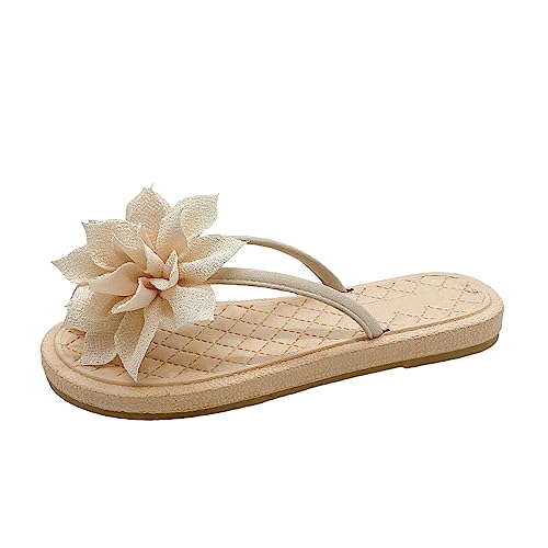 Damen Blumen Sandalen Sale Frauen Sommer Flache Zehentrenner Sandaletten Flip Flops Pantoffeln Freizeit Sandalette mit Weiche Fußbett Leichte Strand Sandale Bequem Sandalette Garten Badelatschen von WOXIHUAN