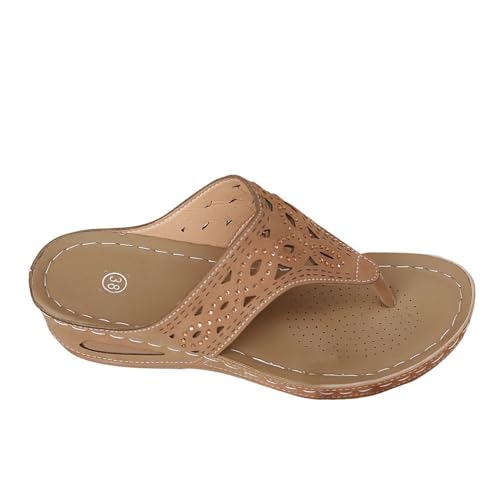 Damen Flip Flops Sandalen Sale Frauen Orthopädische Sandals Strass Sandalette Leicht Zehentrenner Sandale Bequeme Weich Fußbett Slippers Sommer Keilsandalen Übergröße Slipper rutschfeste Hausschuhe von WOXIHUAN