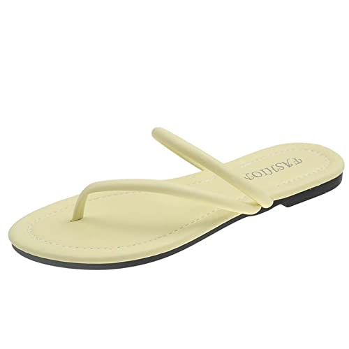 Damen Flip Flops Slippers Sale Leicht Zehentrenner Slipper Frauen Flache Hausschuhe Leder Stoff Sandalen Elegant Sandaletten Lässige Strandschuhe Outdoor Freizeitschuhe Sommer Bequem Sandaletten von WOXIHUAN