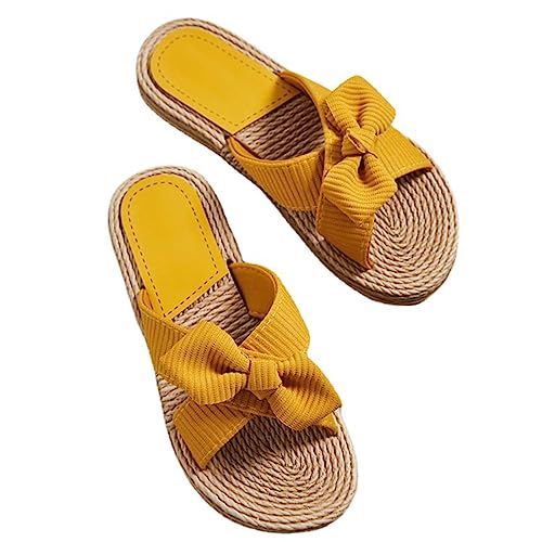 Damen Geflochten Sandalen Sale Frauen Bowknot Sandaletten Gekreuzte Riemen Pantoletten Flache Hausschuhe Bequeme Leichte Sandale Offene Zehe Strand Sandale Outdoor Sommer Sandalette Pool Gartenschuhe von WOXIHUAN