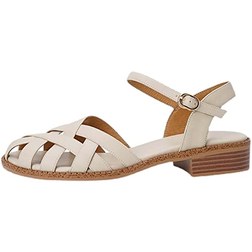 Damen Geflochten Sandalen Sale Frauen Slingback mit Absatz Sandaletten Mode Aushöhlen Pantoffeln Freizeit Plateau Sandals rutschfeste Sandalette Leichte Römersandalen Sommer Wandersandalen von WOXIHUAN