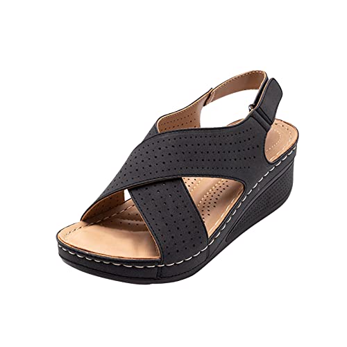 Damen Gekreuzte Riemen Sandalen Sale Plateau Sandals Frauen Slingback Sandaletten Aushöhlen Sandale Atmungsaktiv Sandal Dicke Sohle Sandalette Verstellbare mit Klettverschluss Slippers Outdoor Schuhe von WOXIHUAN