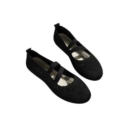 Damen Gewebt Sandals Flache Sandalen Mesh Sandalette Frauen Sandaletten mit Elastischem Riemen Bequeme Sport Strick Sandalen rutschfeste Sandale Sommer Atmungsaktiv Slippers Weiche Sohle Schuhe von WOXIHUAN