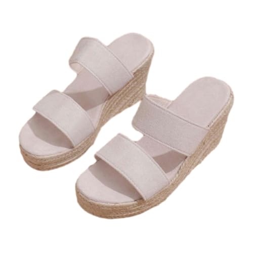Damen Keilabsatz Sandalen Sale Geflochten Sandals Frauen Plateau Sandalette Dicke Sohle Sandale rutschfeste Sandal Tuch Stoff Keilsandalen Lässige Wedges Slippers Outdoor Freizeitschuhe von WOXIHUAN