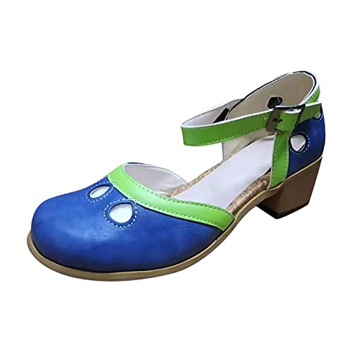 Damen Klobigem Absatz Sandalen Sale Chunky Heel Sandals Geschlossener Spitze Sandalette Frauen Keilabsatz Sandal Riemchen Schnalle Sandale Atmungsaktiv Sandaletten Outdoor Wanderschuhe Lässige Slipper von WOXIHUAN