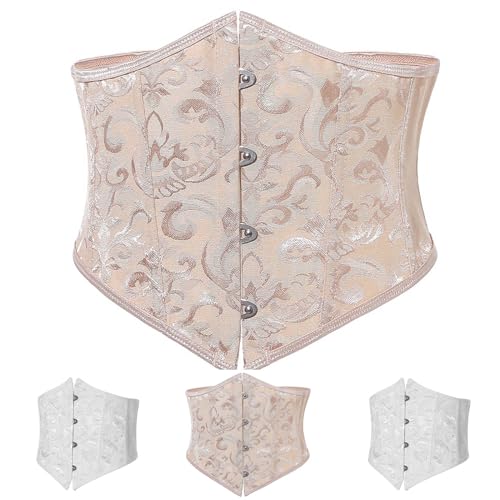 Damen Korsett Gürtel Sale Unterbrust Corset Satin Shaper Gürtel Viktorian Palast Corsage Frauen Mittelalter Korsett Gürtel Blumendruck Breiter Gürtel Bauchweg Stark Formend Waist Trainer Corset von WOXIHUAN