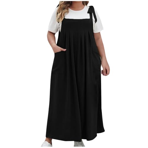 Damen Latzkleid Sale, Sommerkleid Damen Latzrock mit Vorne Falten Freizeitkleid Quadratischer Ausschnitt Hosenträger mit Taschen Freizeitkleider Lang Overallkleid Lose und Luftig Strandkleider Alltag Damen Latzkleid Sale, Sommerkleid Damen Latzrock mit Vorne Falten Freizeitkleid Quadratischer Ausschnitt Hosenträger mit Taschen Freizeitkleider Lang Overallkleid Lose und Luftig Strandkleider Alltag von WOXIHUAN