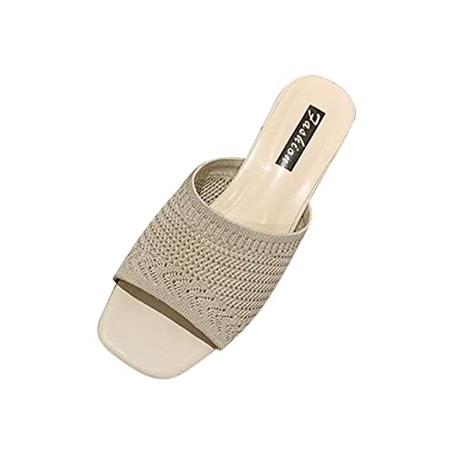 Damen Low Heel Sandalen Sale Frauen Fly Woven Sandaletten Chunky Heel Sandale Mode Aushöhlen Pantoletten Sandalette mit Absatz Sommer Bequem Elegant Sandals Atmungsaktiv Outdoor Wandersandalen von WOXIHUAN