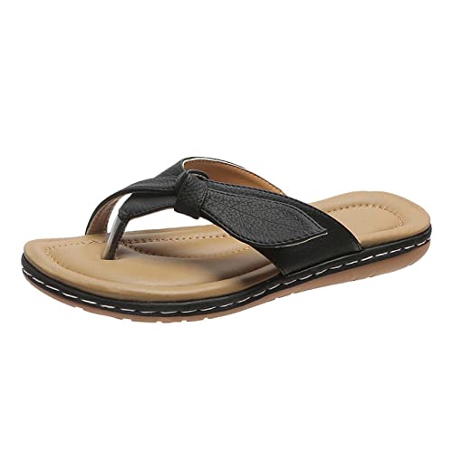 Damen Orthopädische Sandalen Flip Flops Sandals Plateau Sandaletten Leder Sandale Frauen Riemchen Sandal rutschfeste Sandalette Strand Wandersandale Slippers Sommer Bequem Hausschuhe Römische Schuhe von WOXIHUAN