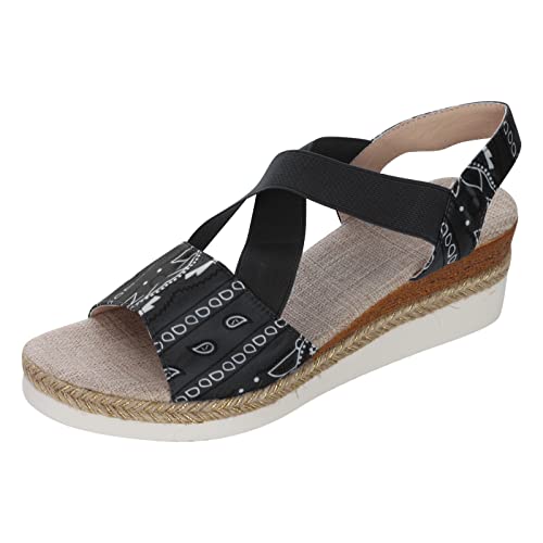 Damen Plateau Sandalen Gekreuzte Riemen Sandals Frauen Sandaletten mit Elastischem Riemen Keilabsatz Sandale Orthopädische Sandal Dicke Sohle Sandalette Rutschfeste Schuhe Sommer Strand Slippers von WOXIHUAN